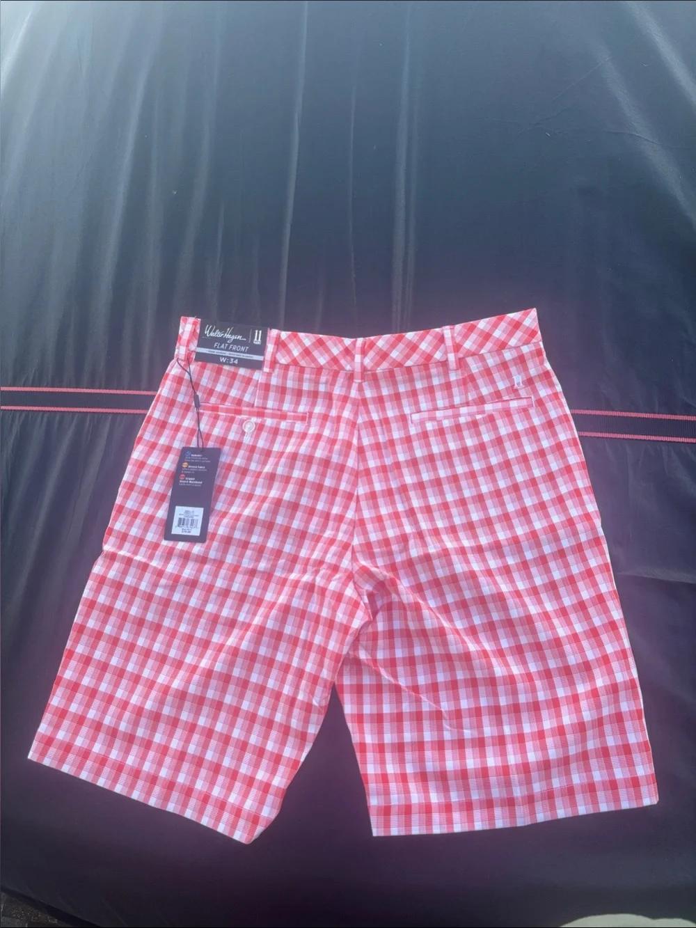 Walter Hagen plaid Tangerine  Golf shorts NWT